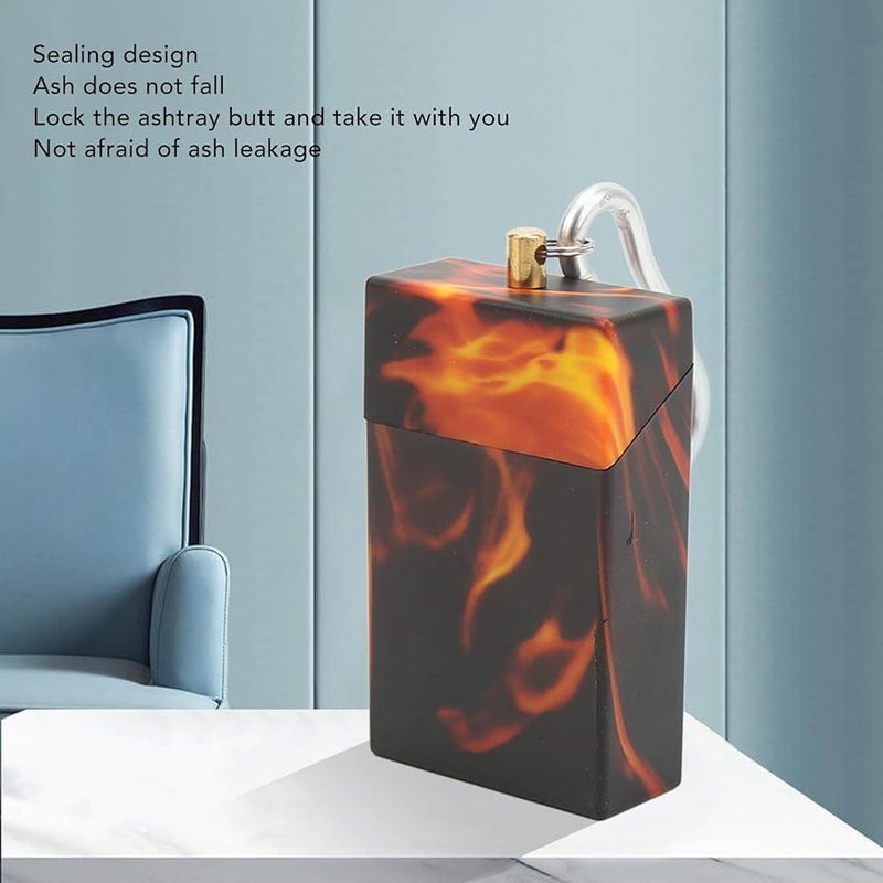 تصميم رخامي لهب، منفضة جيب محمولة من الفولاذ المقاوم للصدأ مع مشبك تسلق للمشي لمسافات طويلة والسفر في الهواء الطلق - Image 3